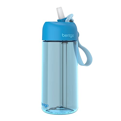 Bentgo Kids Water Bottle - Leak-Proof, Durable Tritan™, BPA-Free 15 oz. Cup for Kids/Toddlers Ages 3+ - Flip-Up Straw & Dishwasher Safe for School, Sports, Daycare & Camp (Blue)
