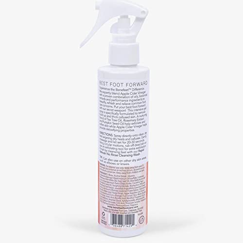 Benefeet Best Foot Forward Peeling Spray - May Help Rejuvenate + Smooth for Cracked Heels, Corns + Calluses Made w/Shea Butter, Apple Cider Vinegar + Tea Tree Oil, 6.7 oz (1 Pack)