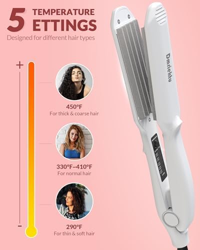 Hair Crimper for Women, Dmriektu Crimping Iron for Volumizing Fluffy Hairstyle, Crimper Hair Iron with Ceramic Hair Styling Tools for Women Girls Adjust Temp Dual Voltage Auto Off