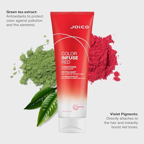 Joico Color Infuse Red Conditioner | For Red Hair | Instantly Refresh Red Tones | Boost Color Vibrancy & Shine | Protect Against Harmful UV Damage | With Rosehip Oil & Green Tea Extract