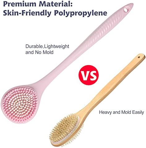 BEDELITE Back Bath Brush Long Handle for Shower of 2 - Soft Shower Brush for Men & Women,Back Brush Scrubber - 16.4" Long Skin Exfoliator for Body Bath Scrubber(2 Pack, Blue & Pink)