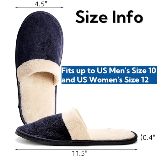 Goaste 8 Pairs Disposable Home Slippers, Non Slip Hotel Slippers, Washable Coral Fleece Spa Slippers, Closed-Toe Guest Slippers in 2 Colors for Men Women Guests, Home, Bathroom, Bedroom, Hotel, Travel