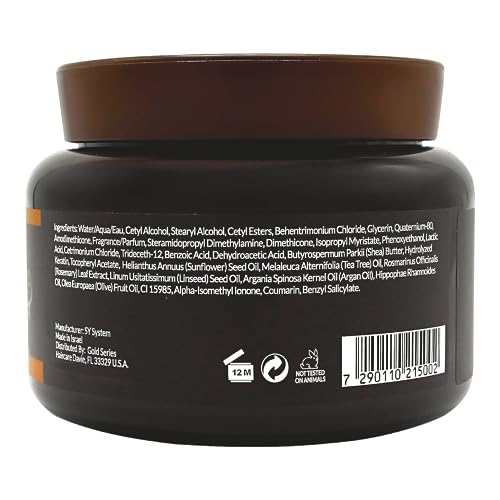 Gold Series Treatment Mask – Deep Hydrating Argan Oil Hair Mask for Dry Damaged, Color Treated and Curly Hair Enriched with Keratin – Sulfate Free Natural Hair Repair Treatment, 18.6oz