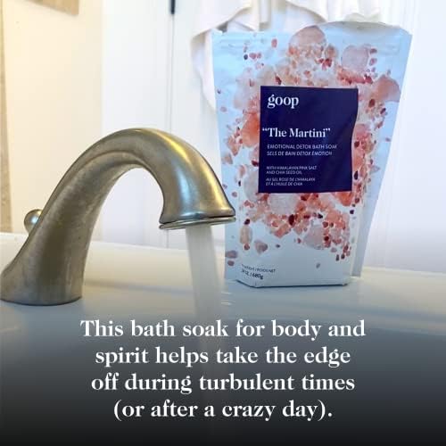 goop Beauty “The Martini” Detox Bath Soak | Bath Salts for Stress Relief | Epsom Salt, Chia-Seed Oil, Sandalwood, & Frankincense | Infused with Pink Himalayan Salt | No Artificial Fragrances | 24 oz