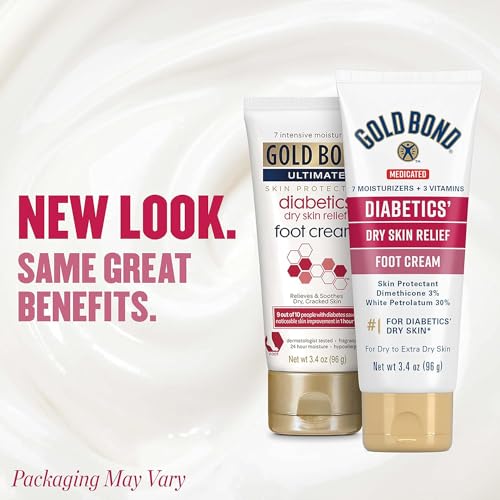 Gold Bond Ultimate Diabetics' Dry Skin Relief Foot Cream 3.4 oz., Soothes Skin Discomfort - Pack of 2