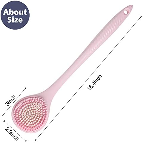 BEDELITE Back Bath Brush Long Handle for Shower of 2 - Soft Shower Brush for Men & Women,Back Brush Scrubber - 16.4" Long Skin Exfoliator for Body Bath Scrubber(2 Pack, Blue & Pink)