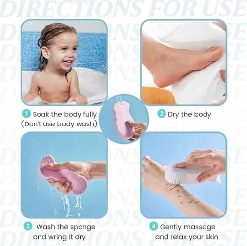 Bemarosa Sponge, Korean Skin Scrubber, Soft Exfoliating Bath Sponge, 2 or 4 Count, White, Pink, Gray, Blue, PVA, Polyvinyl Alcohol, Exfoliating