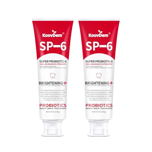 2025 New Sp-6 Probiotics Whitening Toothpaste-Fluoride-Free, Enhanced Formula with 6 Probiotics for Gum Care & Fresh Breath, Fresh Mint Flavor(2PC)(Red)
