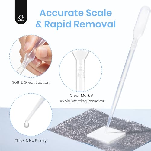 Beetles Gel Polish Remover Nail Foil Wraps 200Pcs, Nail Gel Removal Tool for Soak Off Gel Polish with Thicken Large Cotton Pad, Cuticle Oil & Cuticle Pusher, Droppers for Manicure Care