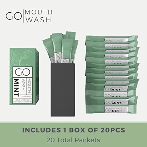 GO Travel Size Mouthwash Packets – Individual sachets for Fresh Breath - TSA Compliant - Smart Packet Design to Reduce Travel Bottle Waste - Liquid Mint Flavored Portable Bulk