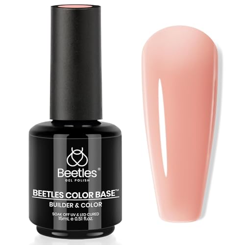 Beetles Nude Color Base Gel Nail Polish, 15ml Rubber Base 3 in 1 Neutral Brown Clear French Tip Base Color Gel Polish Nail Strengthener Soak Off Manicure Design DIY at Home