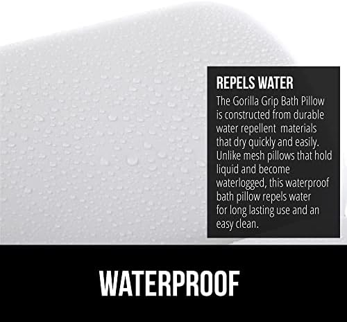 GORILLA GRIP Bath Pillow for Tub, Improved Suction Cups, Luxury Bathtub Pillows, Headrest for Neck and Back Support, Relaxing Home Spa, Hot Tubs and Bathroom Essentials, Gifts for Women, 2 Panel White