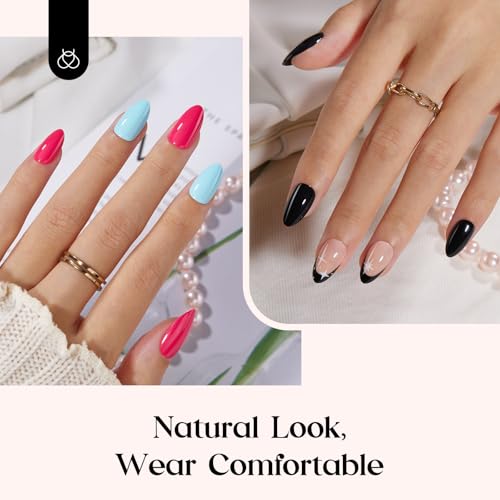 Beetles Press on Nails Kit 720Pcs 24 Colors, Press on Nails Short Almond Glossy Matte Glitter With Nail Glue & Nail Tabs Stickers, Natural Fit Lightweight Fake Nails Kit Art For Women Girls