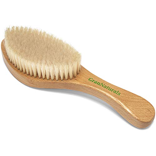 GranNaturals Soft Bristle Hair Brush - Curved Boar Bristle Vintage Style Hairbrush for 360 Waves, Sleek Slick Back Ponytail & Bun, Smoothing, Fades for Women & Men - Wooden Handle