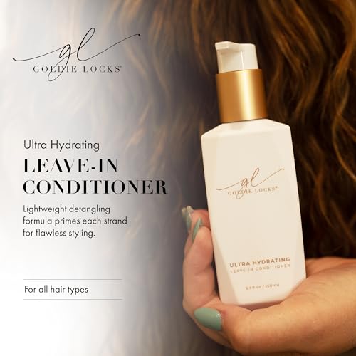 Goldie Locks Ultra Hydrating Leave-In Conditioner that Strengthens Hair, Detangles Unruly Hair, Provides All Day Hydration, UV Protection, Moisturizes, Frizz Control, Extension & Color Safe, 5.1 Fl Oz