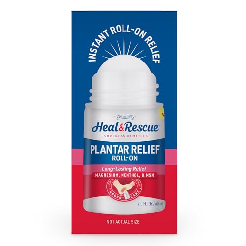 Heal & Rescue Plantar Relief Roll-On 2 fl oz, Epsom Salt Foot Care for Plantar Fasciitis Relief, Targeted Help for Sore Arches, Muscles & Heels