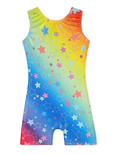 Belovance Leotards for Girls Gymnastics 3t 4t Toddler Child Athletic Sleeveless Dance Outfit Colorful Stars Gymnastic Biketard (Stars, 3-4 Years)