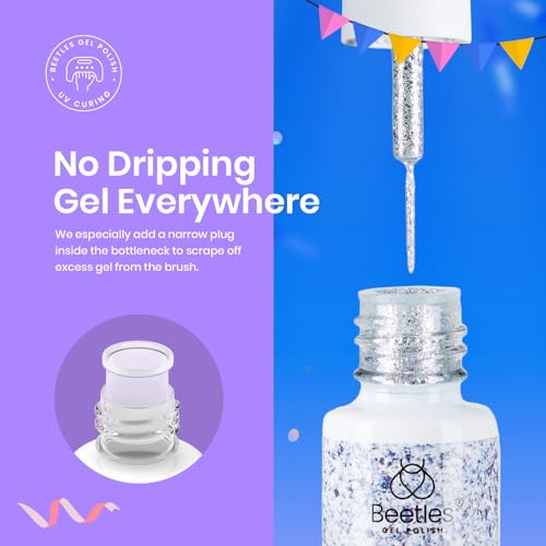 beetles Gel Polish Nail Art Gel Liner Nail Polish Set- 20 Colors Liner Gel Polish Pink Blue White Red Brown Glitter Gel Nail polish Soak Off UV Gel Built Thin Nail Brush in Bottle Gifts for Women