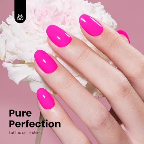 Beetles Neon Pink Gel Nail Polish - 15ml Hema-Free Long-Lasting & Vibrant Soak Off Nail Summer Neon Whispers Gel Polish Colorful Bottle Nail Art Manicure 0.51 Fl Oz