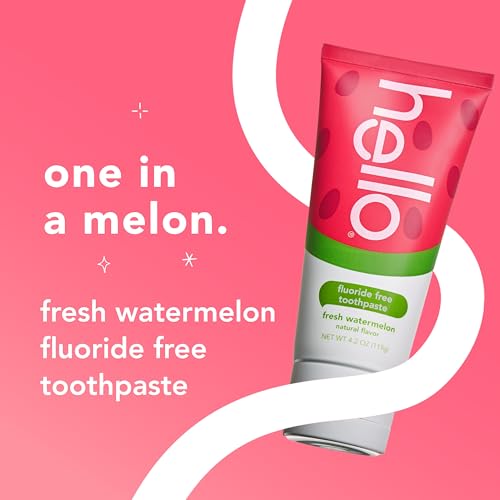 Hello Natural Watermelon Flavor Baby & Kids Fluoride Free Toothpaste, Vegan, SLS Free, Gluten Free, Safe to Swallow for Baby and Toddlers, 4.2 Ounce (Pack of 3)