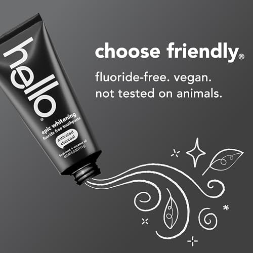 Hello Activated Charcoal Toothpaste, Fluoride Toothpaste with Activated Charcoal, Teeth Whitening Toothpaste with Fresh Mint and Coconut Oil, No SLS, Vegan, Gluten Free, 3 Pack, 4 OZ Tubes