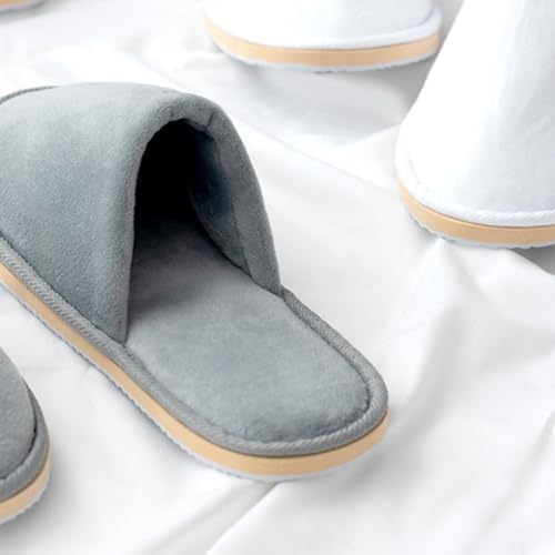GONG GONG 6 Pairs Non Slip Disposable Slippers, Washable & Reusable, Closed Toe Crystal Velvet Slipper for Guest, Bathroom, House, Hotel, Party, SPA, Wedding