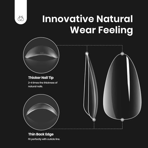 Beetles Gel Nail Kit 504Pcs Short Almond Gel Nail Tips with 9 in 1 Nail Glue Nail Extension Set Uv Led Lamp Acrylic False Tips Kit DIY Nails Art Gifts for Women