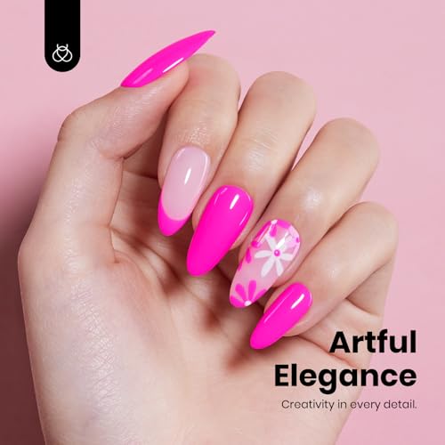 Beetles Neon Pink Gel Nail Polish - 15ml Hema-Free Long-Lasting & Vibrant Soak Off Nail Summer Neon Whispers Gel Polish Colorful Bottle Nail Art Manicure 0.51 Fl Oz