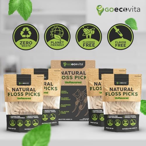 Biodegradable Floss Picks - Natural Straw Wheat Handle | Thin & Durable Thread for Tight Gaps! | Dental Flossers for Adults | Gentle on Gums & Teeth | Eco Friendly, Vegan (200 Pack, Unflavored)