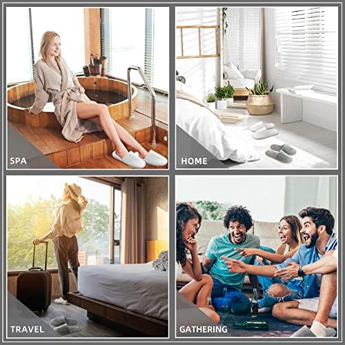 GONG GONG 6 Pairs Non Slip Disposable Slippers, Washable & Reusable, Closed Toe Crystal Velvet Slipper for Guest, Bathroom, House, Hotel, Party, SPA, Wedding