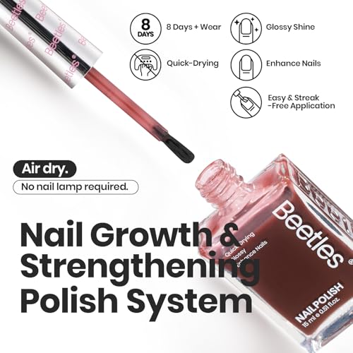 Beetles Jelly Nail Polish Set, 6 Colors Sheer Pink Nail Polish Long Lasting & Quick Dry Clear Jelly for Women, Pink Nail Strengthener Polish for Salon DIY Manicure Set