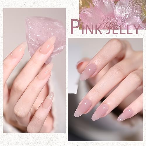 Jelly Nude Gel Nail Polish Set, 10Pcs Sheer Milky White Pink Transparent Gel Polish Kit UV LED Nail Gel Polish Colors Varnish Nail Art DIY Salon 7ML