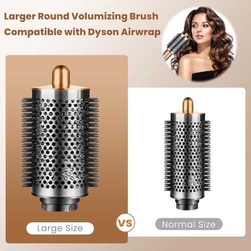 Large Volumizing Round Brush for Dyson Airwrap Styler Attachment,Upgraded Larger Round Brush Tool and Hair Style Replacement for Airwrap Accessories (Nickel/Copper)