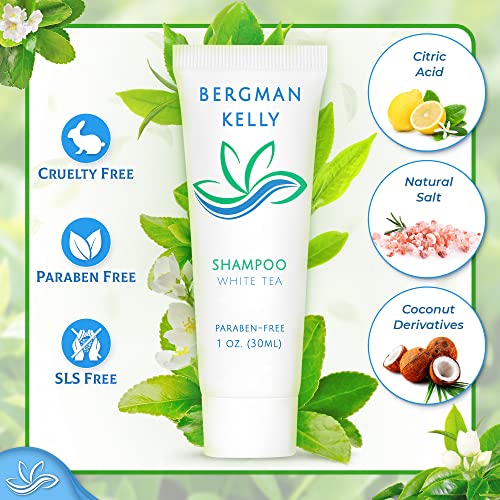 Bergman Kelly - Travel Shampoo and Conditioner Set - 1 fl oz, 100 Pieces, White Tea - Delight Your Guests with Revitalizing and Refreshing Hotel Toiletries and Guest Hospitality in Bulk