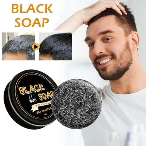 Gray Hair Reverse Bar Soap,Natural Black Soap for Gray Hair Coverage, Darkening Shampoo Bar with Ginseng & Black Sesame, Vegan, Moisturizing & Scalp Care for Men Women,2PACK