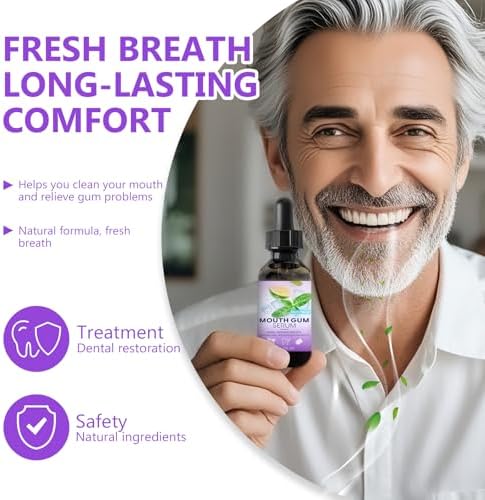 Gum Restore Drops - Gum Repair for Receding Gums Treatment, Gum Regrowth Treatment Drops for Dry Mouth, Stain Removal & Bad Breath Treatment for Adults, Instant Fresh Breath, 60ML