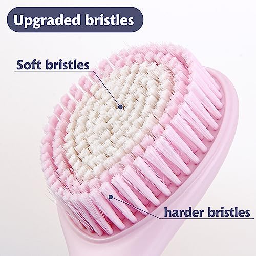 BEDELITE Back Bath Brush Long Handle for Shower of 2 - Soft Shower Brush for Men & Women,Back Brush Scrubber - 16.4" Long Skin Exfoliator for Body Bath Scrubber(2 Pack, Blue & Pink)