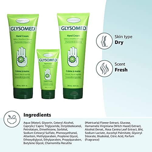 Glysomed Hand Cream Combo 3 Pack (2 X Large Tube 8.5 Fl Oz + 1 X Purse Size 1.7 Fl Oz)