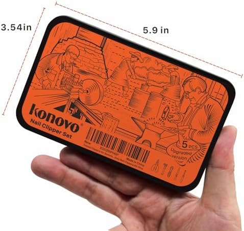 Konovo Toenail Clippers for Seniors Thick Toenails, Toe Nail Clippers Adult Thick Nails Long Handle 16mm Wide Jaw Opening Nail Clippers Heavy Duty Nail Clippers Kit 5Pcs