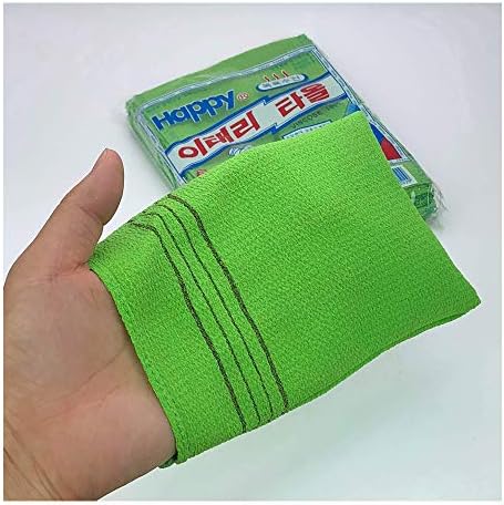 GOLDSANGSA-Korean Bath Towel Washcloth 20pcs/Body Scrub Genuine Exfoliating Bath Mitten Remove Dead Skin(Green)
