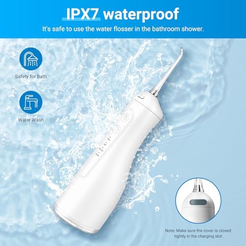 Betterchoi Water Flossers for Teeth, Portable Cordless Water Dental Flosser Teeth Pick – 4 Cleaning Modes, 1800 Pulses, 300ML Tank, IPX7 Waterproof, USB Type-C Charging for Home Travel, White