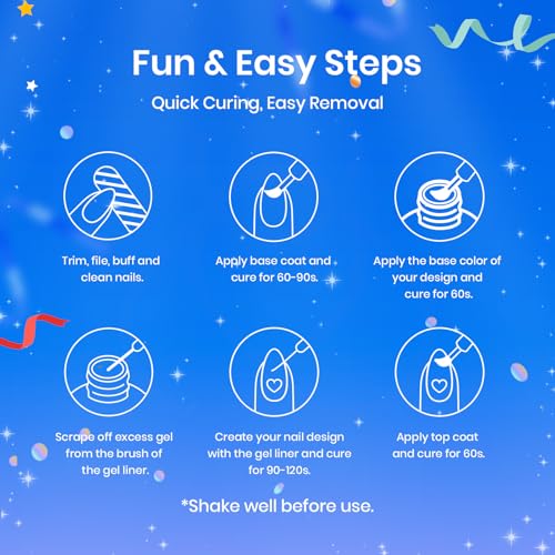 Beetles Nail Art Gel Liner Polish 12 Colors Reflective Glitter Gel Nail Polish, Gold Silver Pink Blue Purple Brown Black Kit Soak Off Uv Nail Art Design Set Summer Manicure Gifts for Women