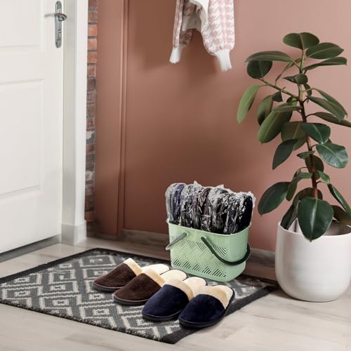 Goaste 8 Pairs Disposable Home Slippers, Non Slip Hotel Slippers, Washable Coral Fleece Spa Slippers, Closed-Toe Guest Slippers in 2 Colors for Men Women Guests, Home, Bathroom, Bedroom, Hotel, Travel