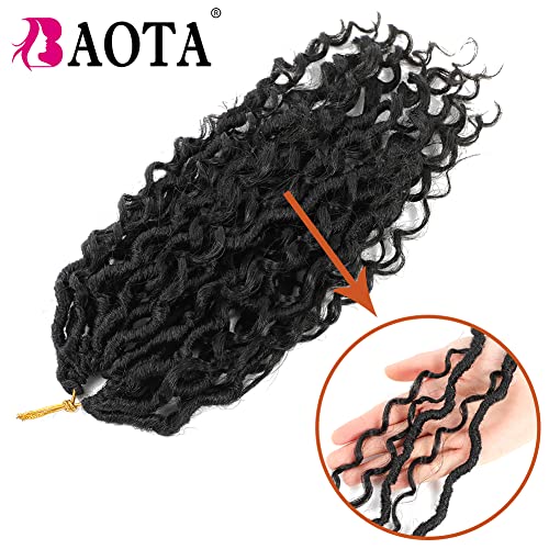 Goddess Locs Crochet Hair 10 Inch 7 Packs Faux Locs Crochet Hair for Women Pre Looped Crochet Hair with Curly Ends River Locs Crochet Hair Extensions (1B#)