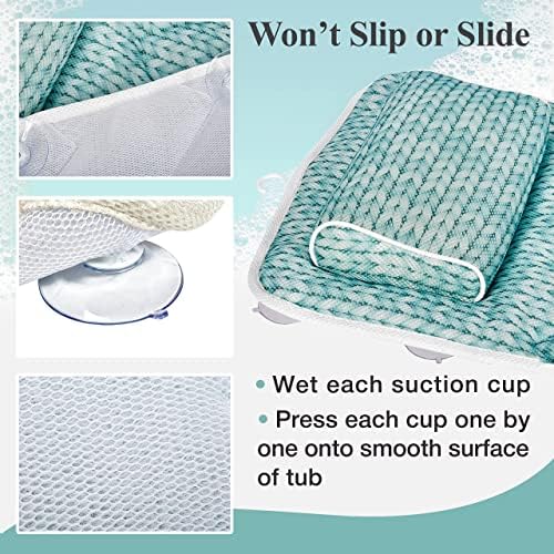 Lady McBath Full Body Bath Pillow - Luxury Bath Cushion for Tub, Neck, Shoulder, and Back Support - 21 Powerful Non-Slip Suction Cups, Machine Washable, Quick-Drying Bath Tub Back Cushion