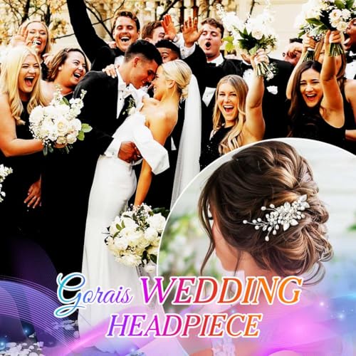 Gorais Bride Wedding Hair Vine Pearl Bridal Headpieces Leaf Hair Accessories for Women and Girls