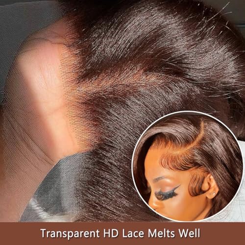 GOLFMAX 30 Inch Chocolate Brown Lace Front Wig Human Hair Body Wave 13x6 HD Lace Front Wigs Pre Plucked 200 Density Colored Brown Wig Human Hair Wigs For Women