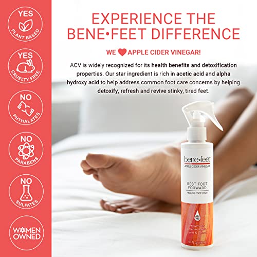 Benefeet Best Foot Forward Peeling Spray - May Help Rejuvenate + Smooth for Cracked Heels, Corns + Calluses Made w/Shea Butter, Apple Cider Vinegar + Tea Tree Oil, 6.7 oz (1 Pack)