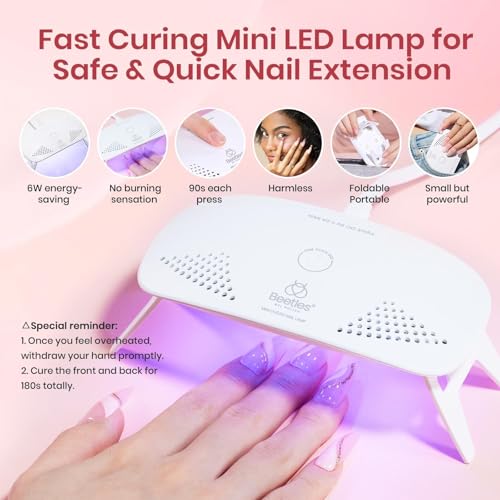 Beetles Poly Nail Gel Kit 6 Colors Clear Nude Brown Nail Extension Gel Set Builder Hybrid Jelly Gel with Nail Lamp Poly Extension Gel Nail Kit with Slip Solution Base Top Coat Gel Polish for Women