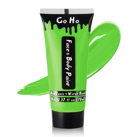 Go Ho Light Green Face Body Paint Washable(2.37oz),Water Based Cream Green Face Paint,Hulk Gamora Witch Makeup,Green Body Paint for SFX Cosplay Costumes Festivals Halloween&St. Patrick's Day